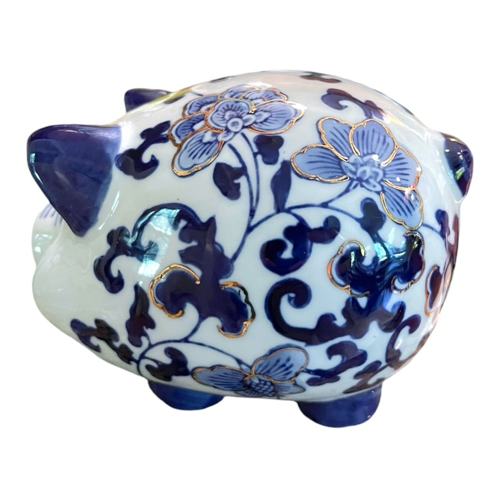 Vintage Blue & White Chinoiserie Piggy Figurine 3.5 Inches Tall - Picture 5 of 11